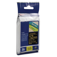 Brother TZE334 12mm Gold on Black Gloss P-Touch Tape (TZ Series)