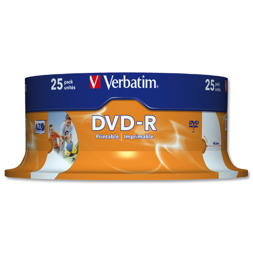 Verbatim DVD-R 16x Printable [Spindle of 25] alternative image 1