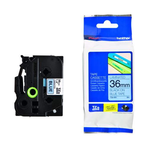 Brother TZE561 36mm Black on Blue Gloss P-Touch Tape (TZ Series)