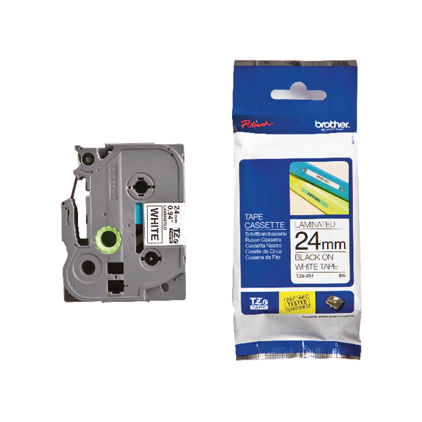 Brother Black-on-White TZE Tape 24mmx8m